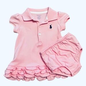 Pink Ruffle Polo Baby Dress size 3M, 2 pieces